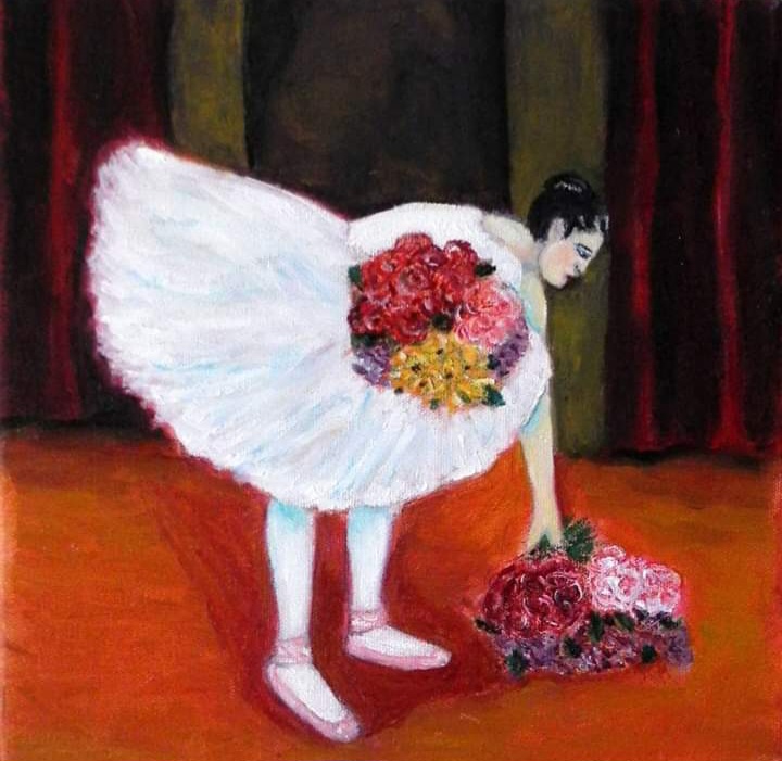 Ballerina 10x10 oil on canvas